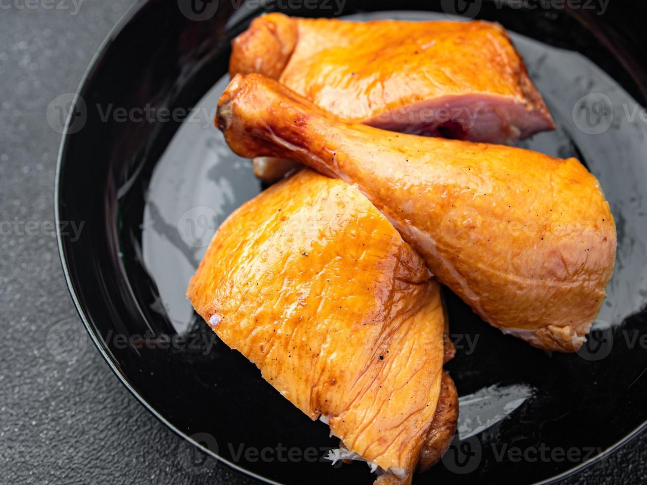 chicken meat leg fried smoked poultry meal food background photo