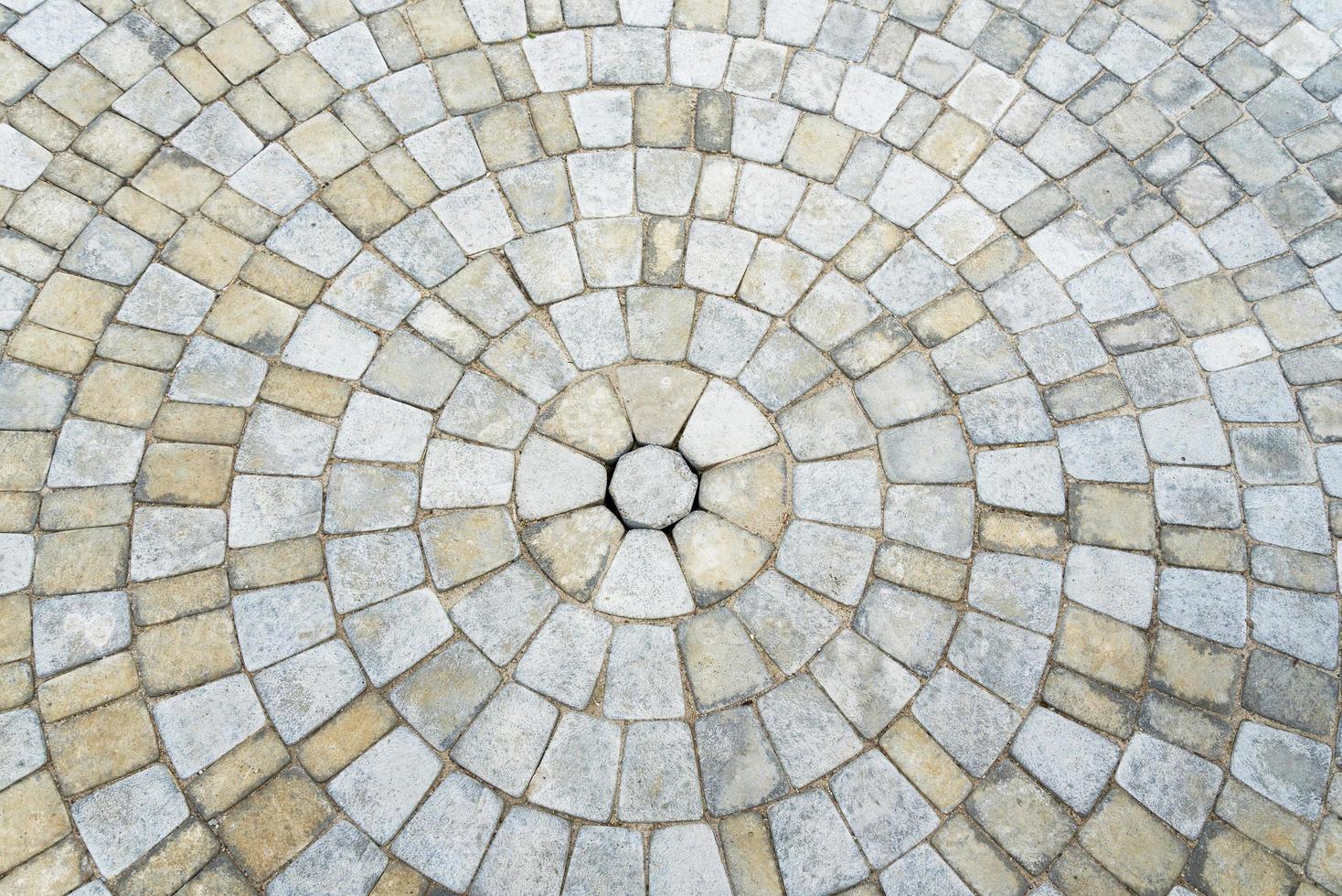 textura de círculo de pavimentación de piedra. fondo estructurado abstracto del patrón de losas de pavimento de la calle moderna foto