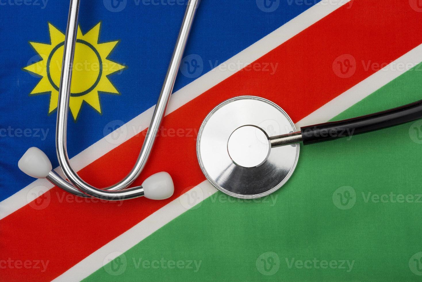 Namibia flag and stethoscope. The concept of medicine. photo