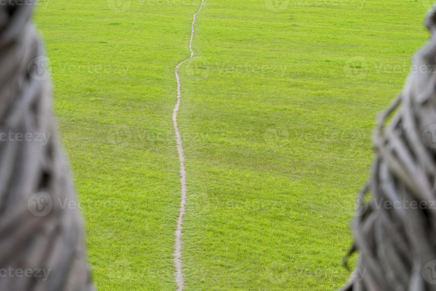 The beaten track in field, side view from the top. photo