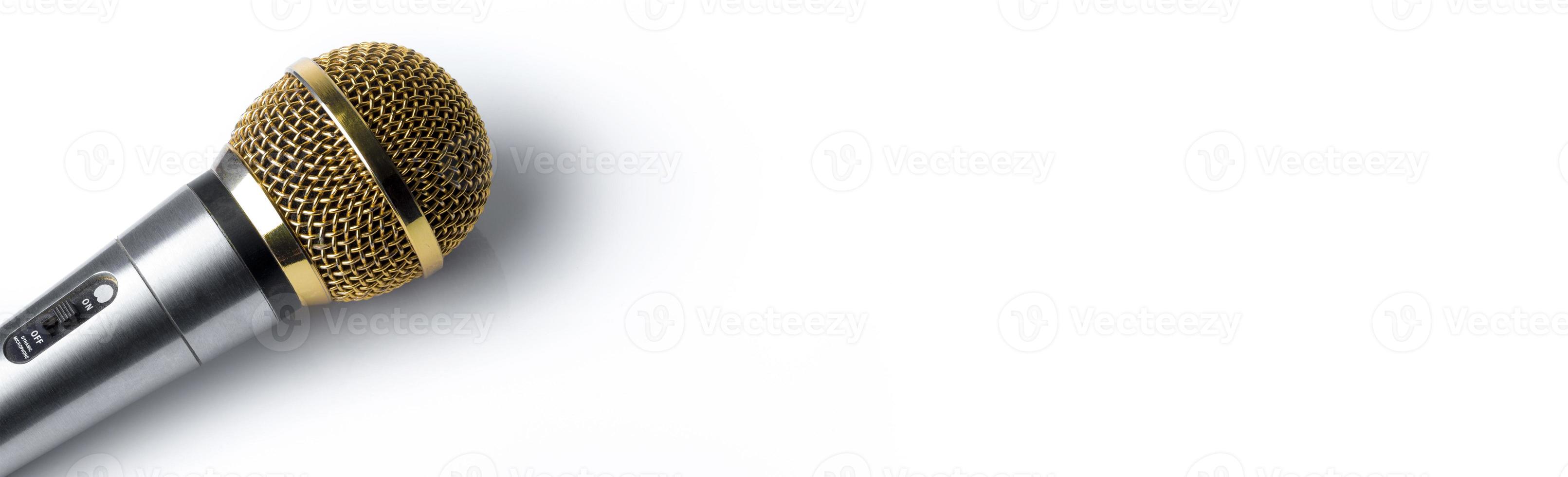 Microphone on a white background close-up. Copy Space. photo