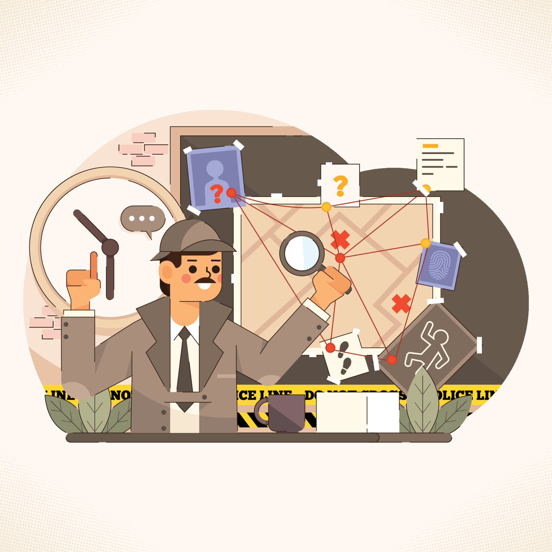 A Detective is Trying to Solve a Case 5326354 Vector Art at Vecteezy