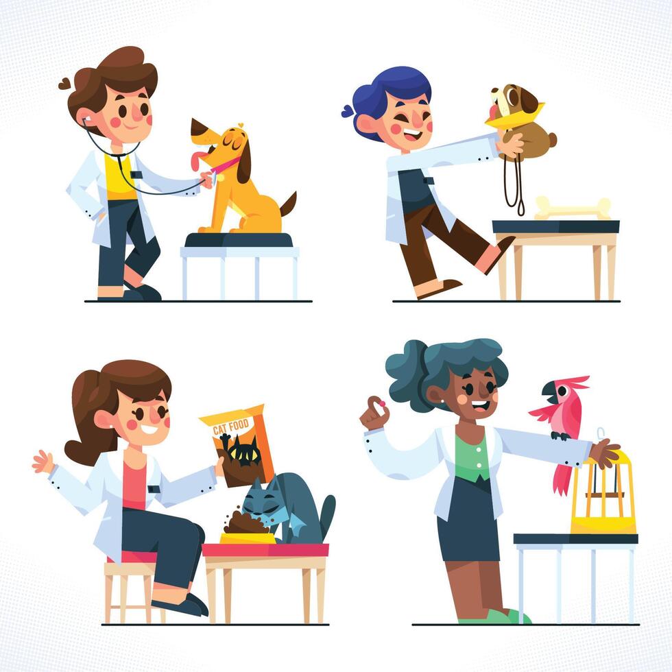 Veterinarians Care for Pets with Love vector