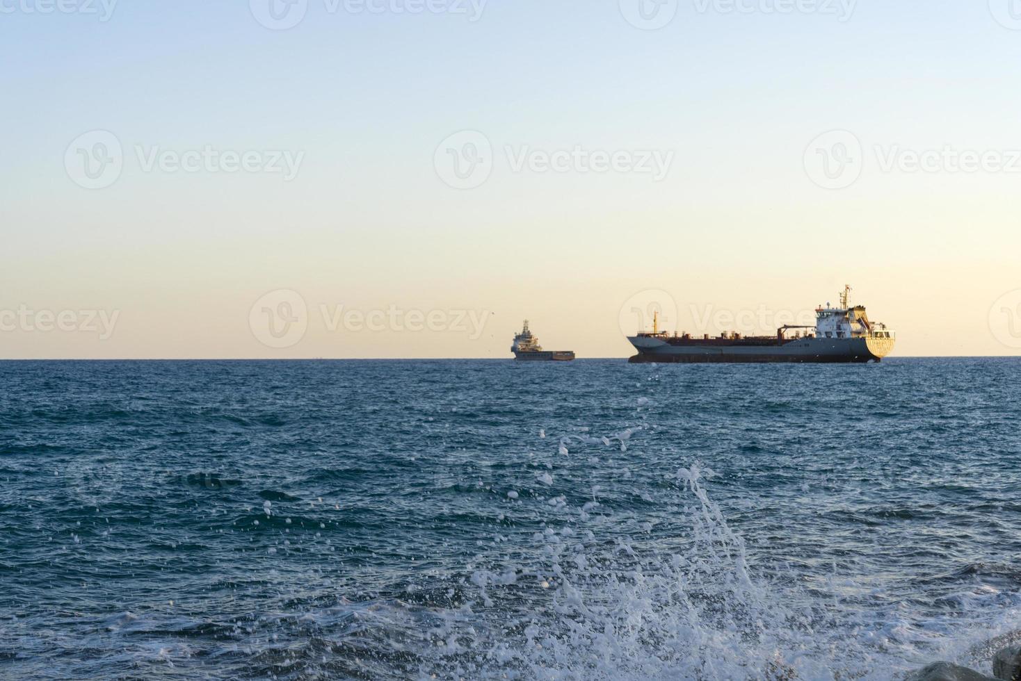 Ship in the Mediterranean sea off the coast of Cyprus. photo