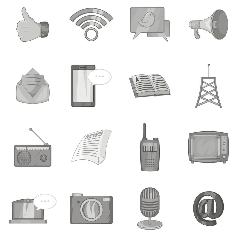 Advertisement icons set, black monochrome style vector