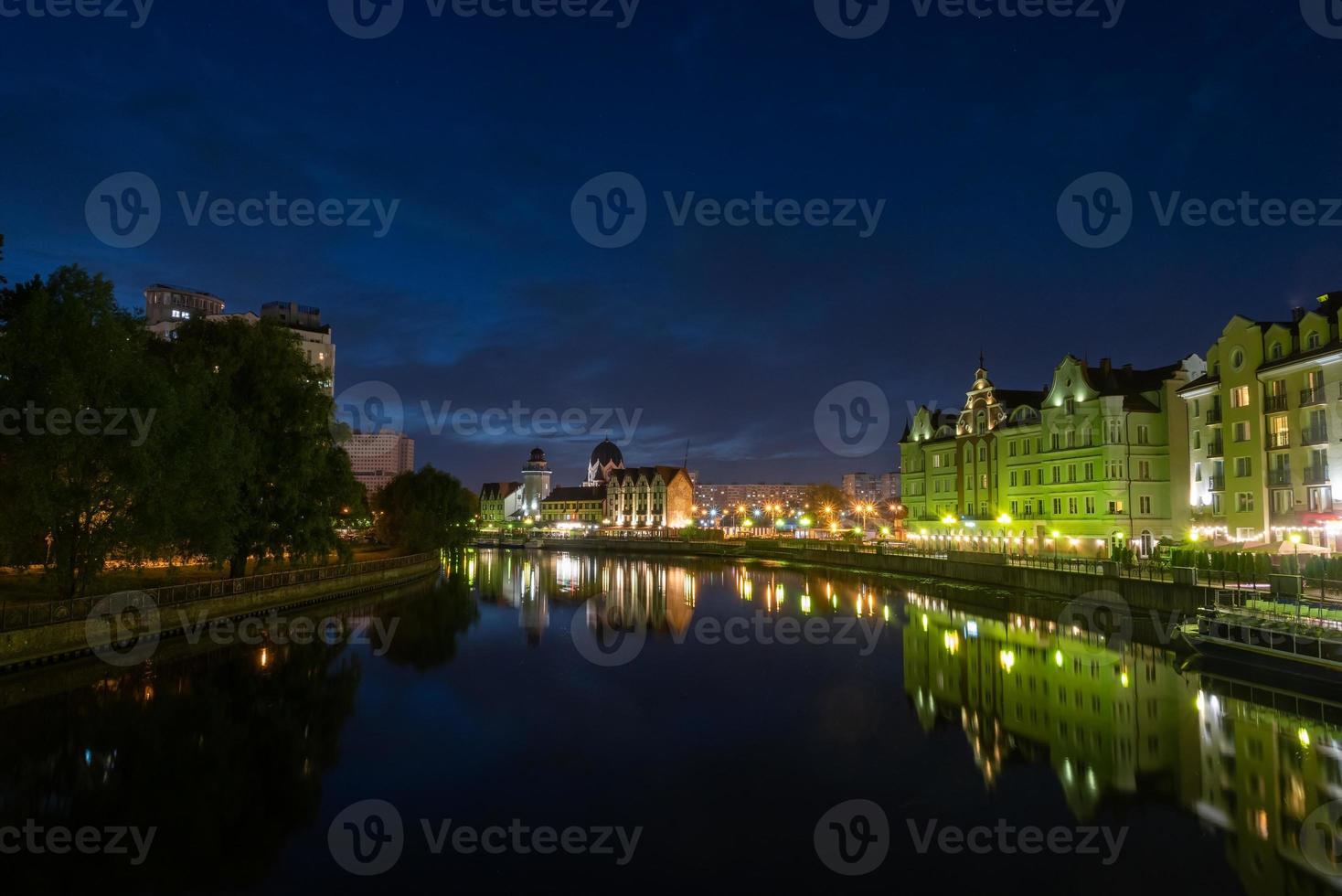 Russia, Kaliningrad 05 June 2021 Night photography. The moon is shining. The central part of the city of Kaliningrad. photo