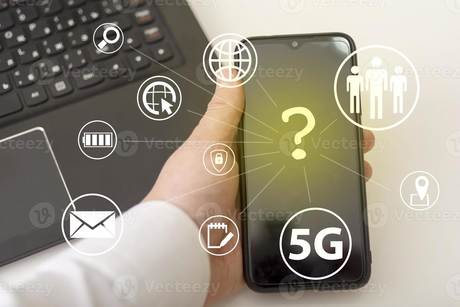 5G telecommunications business technology is a web-based network concept. Internet technology LTE. photo