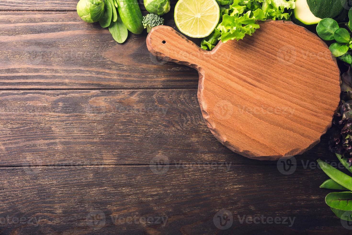 Background with assorted green vegetables photo