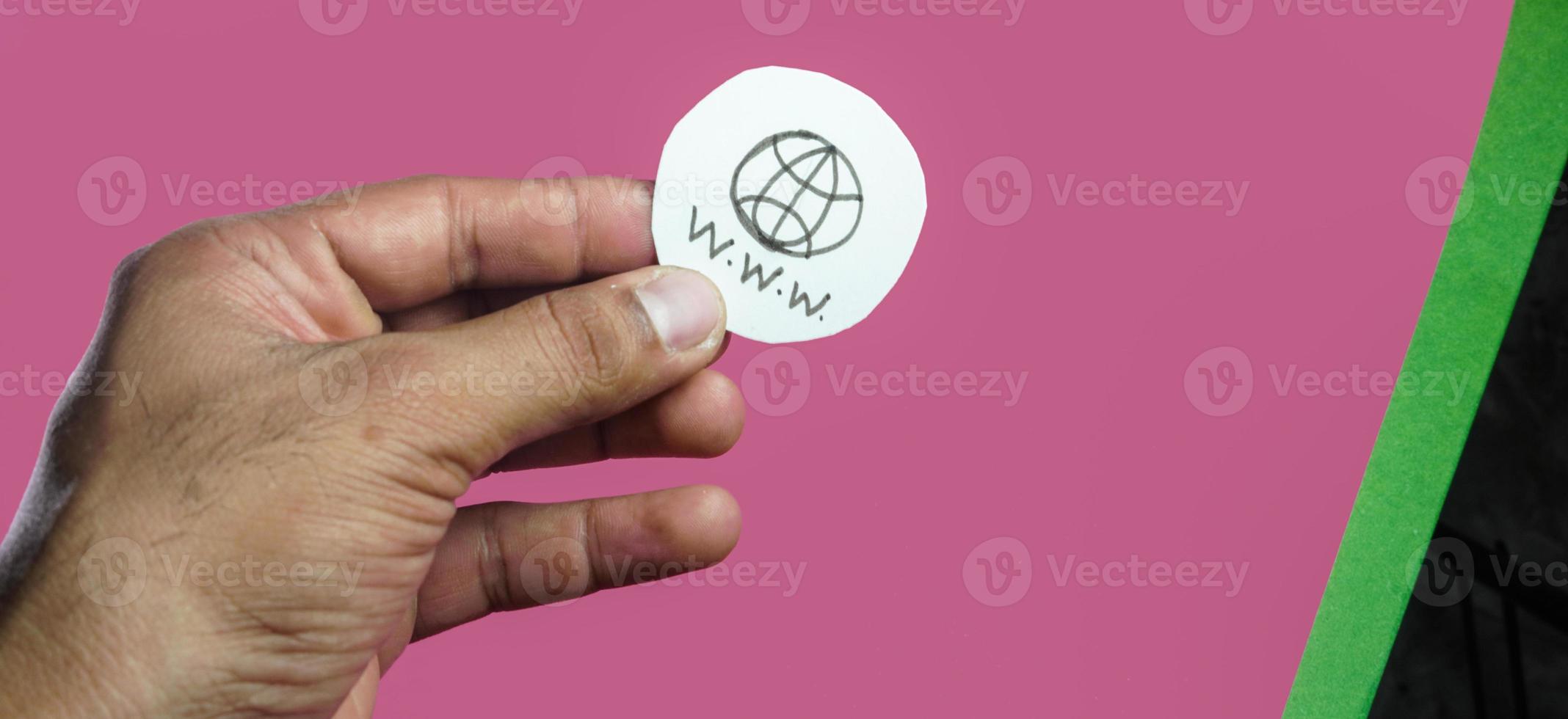 web icon in hand on isolated background photo