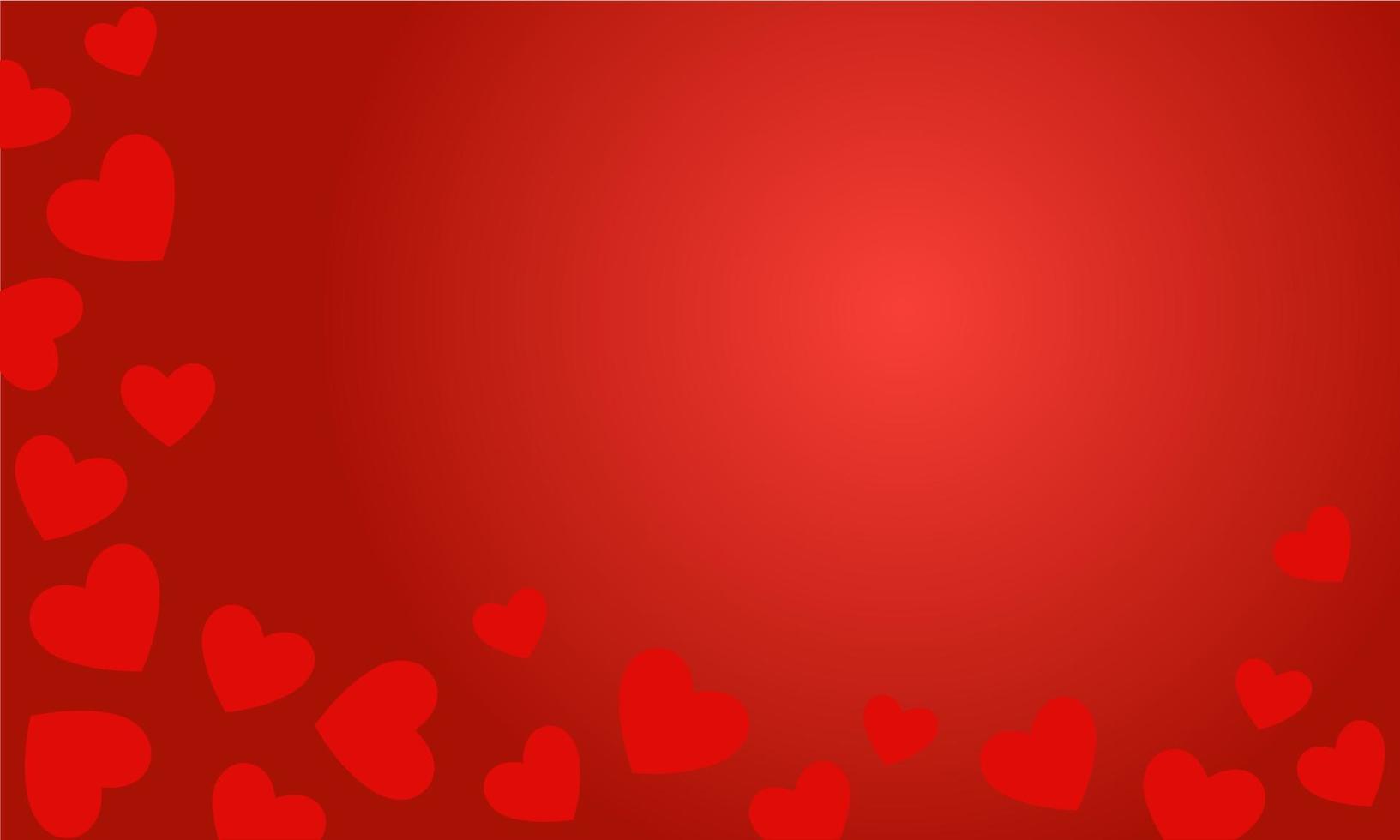 Valentine abstract background. Hearts on red gradient background. vector