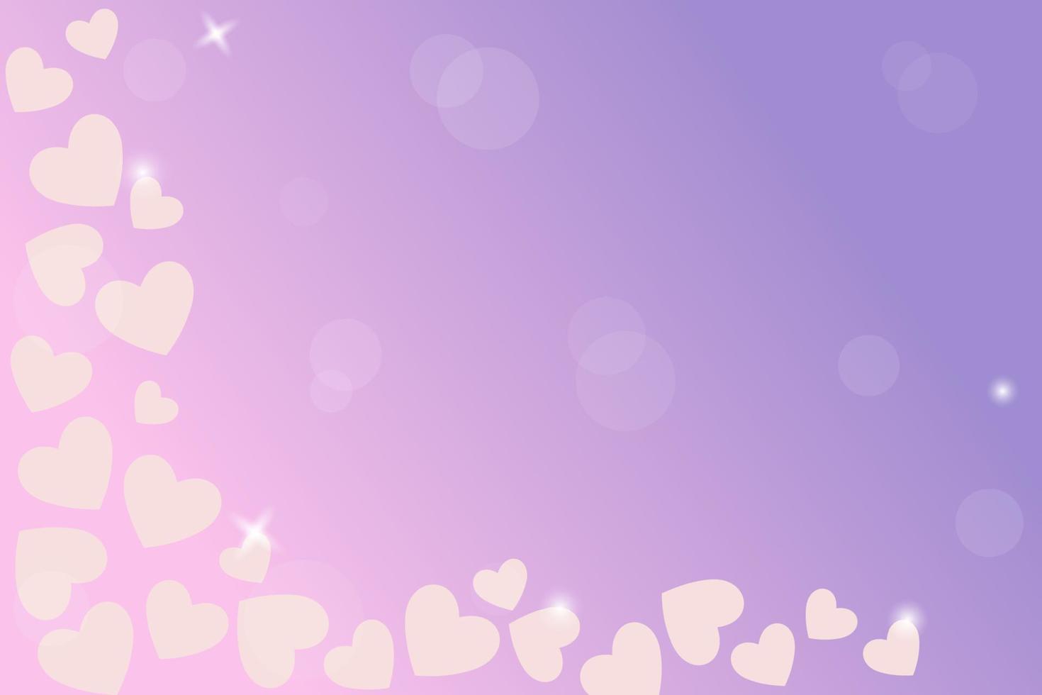 Valentine abstract background. Hearts and glares on pink and violet gradient background. vector