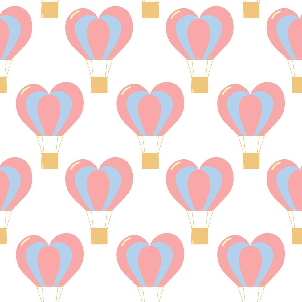 colorido globo de aire en forma de corazón de patrones sin fisuras. fondo para el diseño de vacaciones de San Valentín, fiesta de cumpleaños, invitación. vector