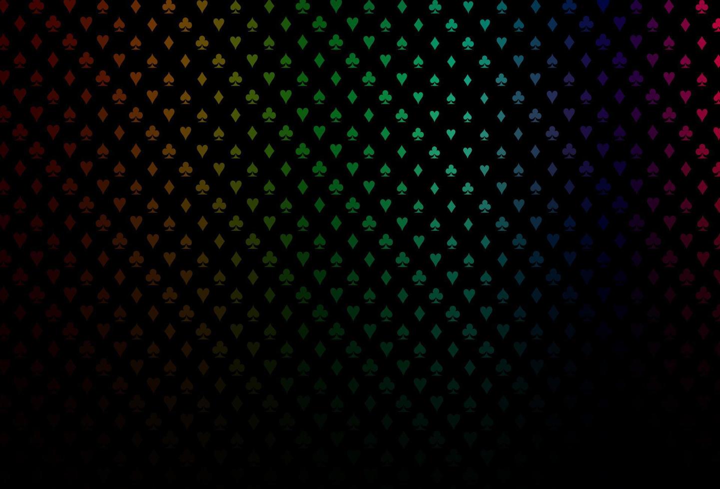 multicolor oscuro, plantilla de vector de arco iris con símbolos de póquer.