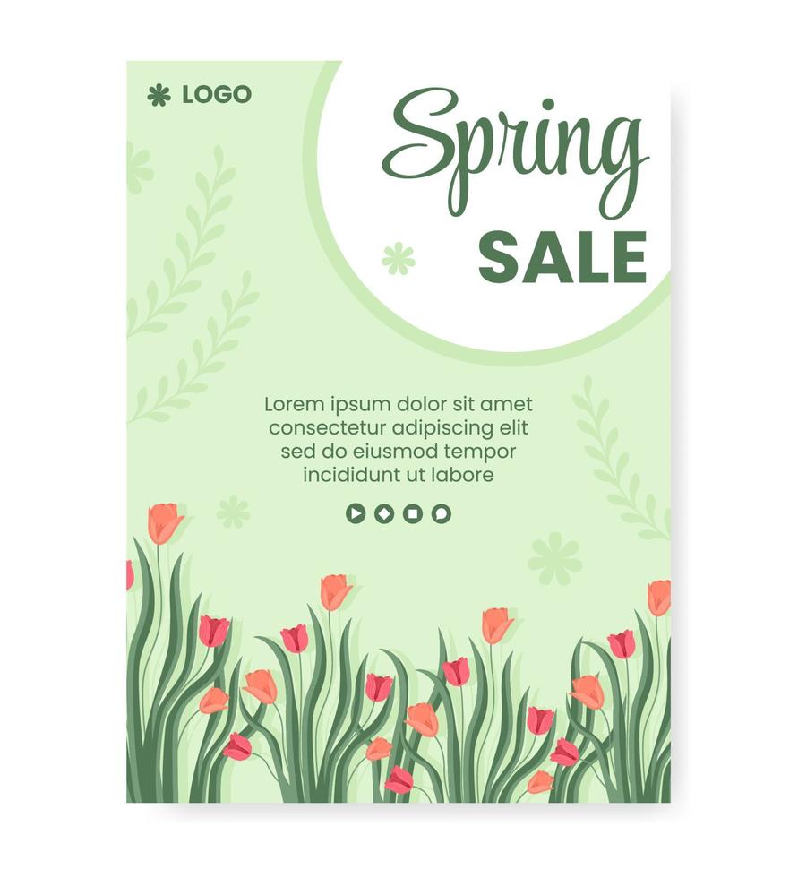 Spring Sale with Blossom Flowers Poster Template Flat Design Illustration Editable of Square Background for Social Media or Greeting Card vector