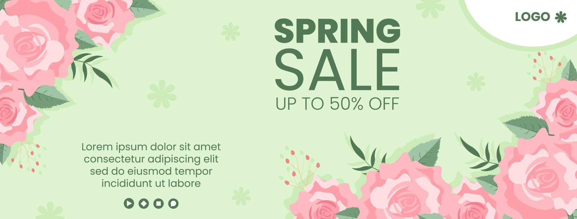 Spring Sale with Blossom Flowers Cover Template Flat Design Illustration Editable of Square Background for Social Media or Greeting Card vector