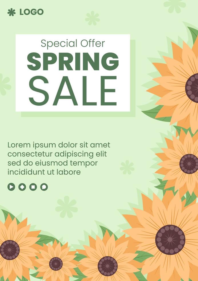 Spring Sale with Blossom Flowers Flyer Template Flat Design Illustration Editable of Square Background for Social Media or Greeting Card vector