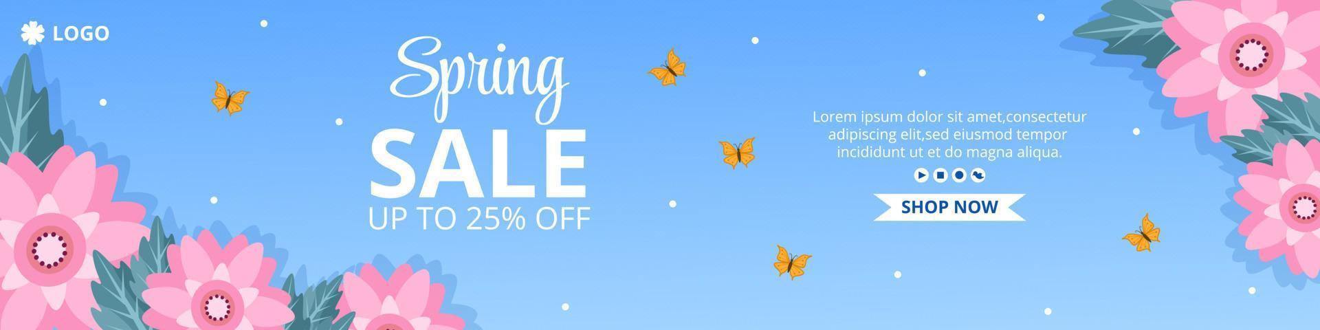 Spring Sale with Blossom Flowers Banner Template Flat Design Illustration Editable of Square Background for Social Media or Greeting Card vector