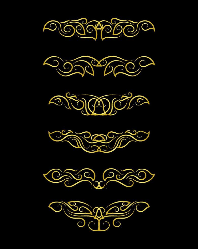Gold Borders Elements Set Collection, ornament Vector