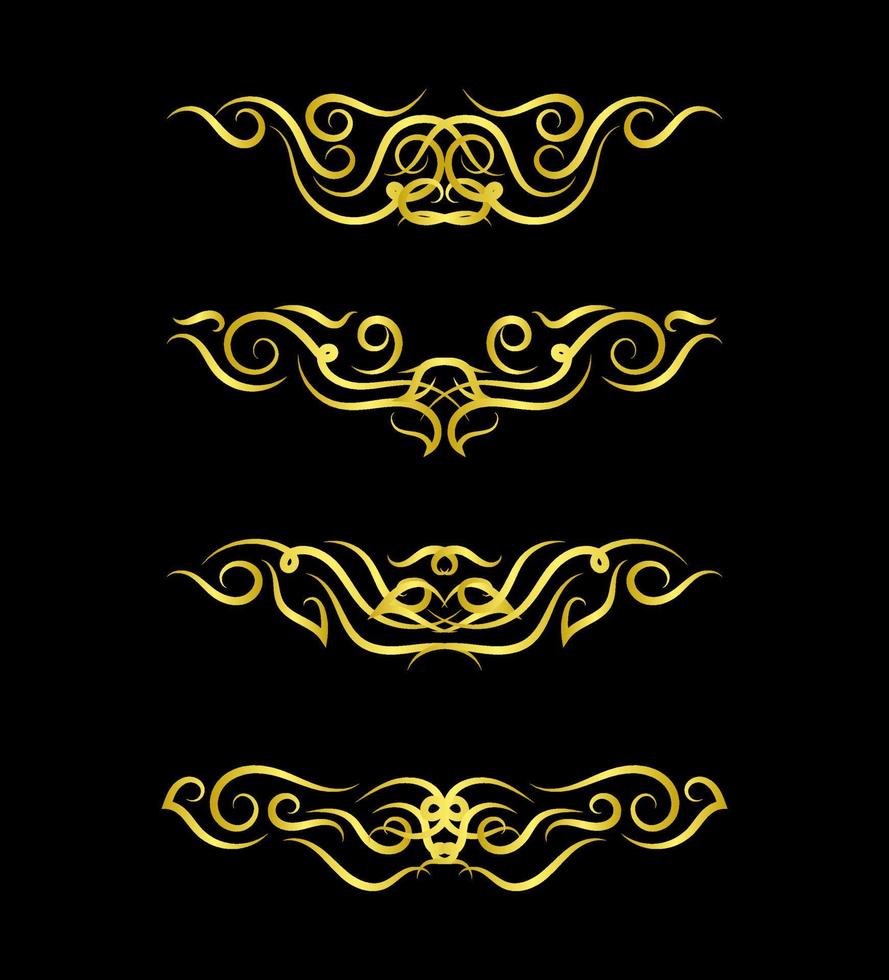 Gold Borders Elements Set Collection, ornament Vector