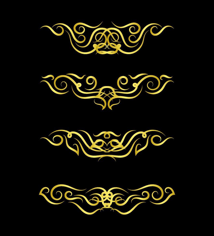 Gold Borders Elements Set Collection, ornament Vector