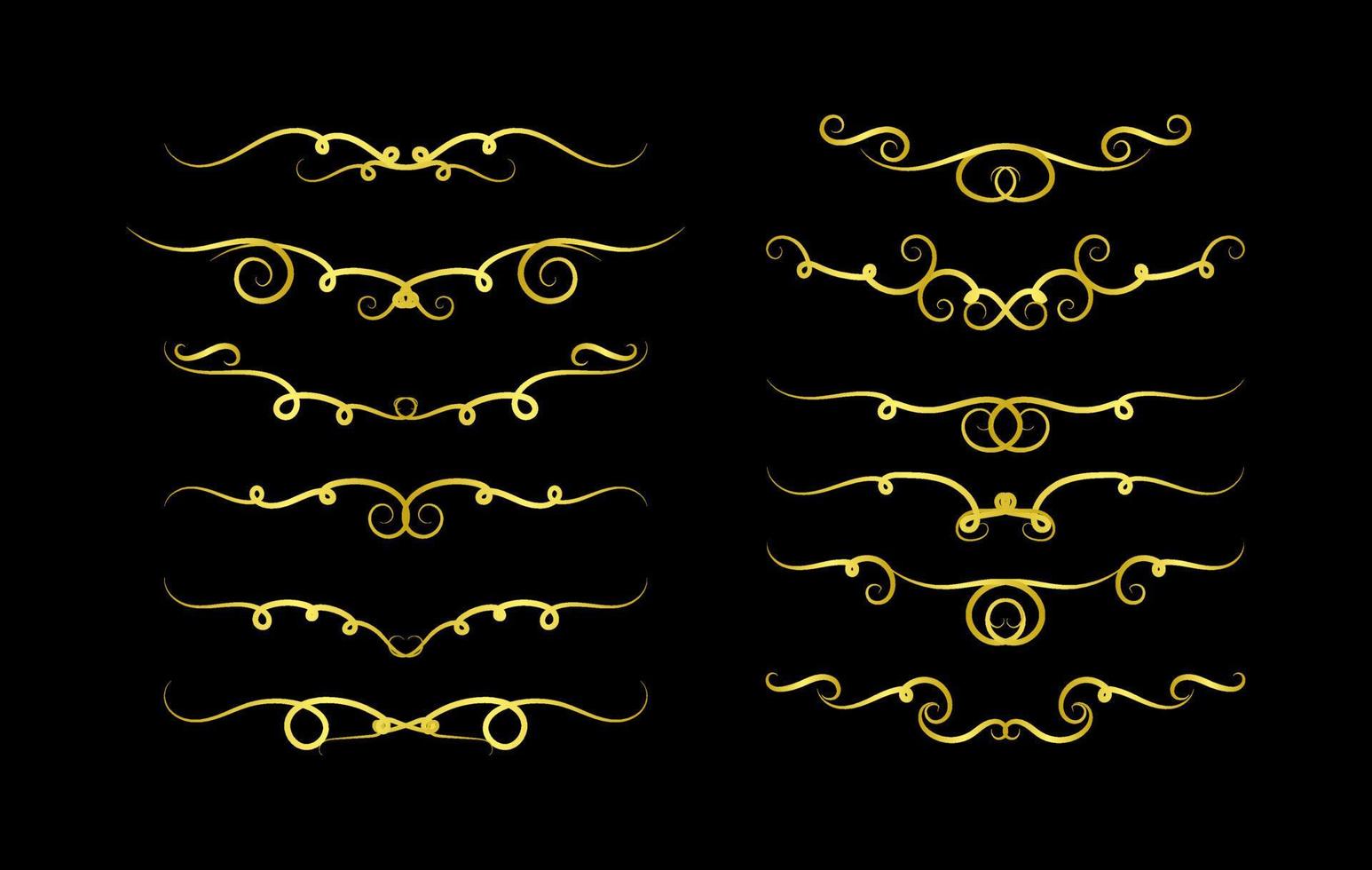 Gold Borders Elements Set Collection, ornament Vector
