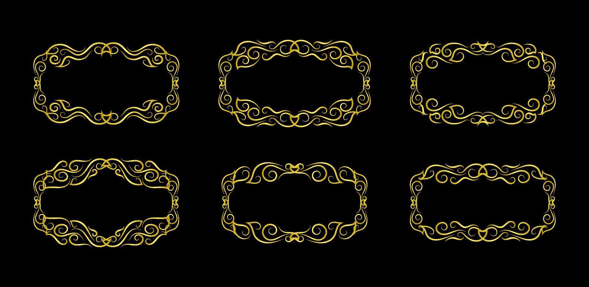Gold Borders Elements Set Collection, ornament Vector