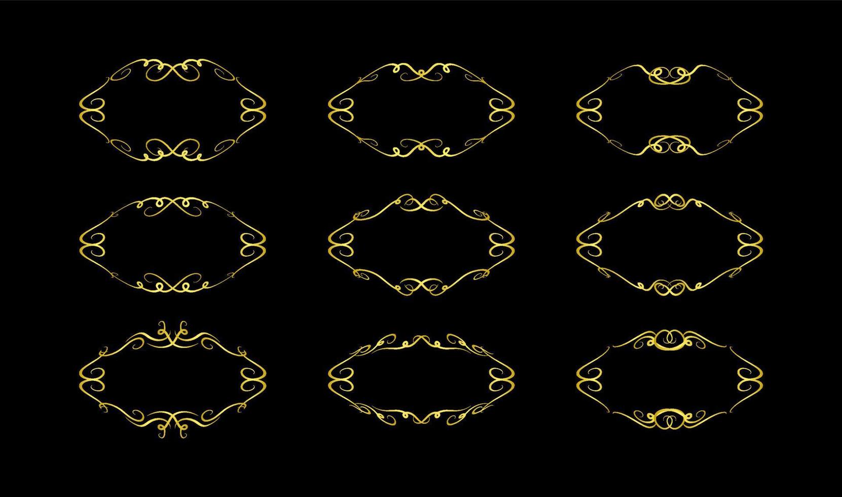 Gold Borders Elements Set Collection, ornament Vector