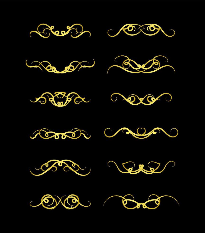 Gold Borders Elements Set Collection, ornament Vector