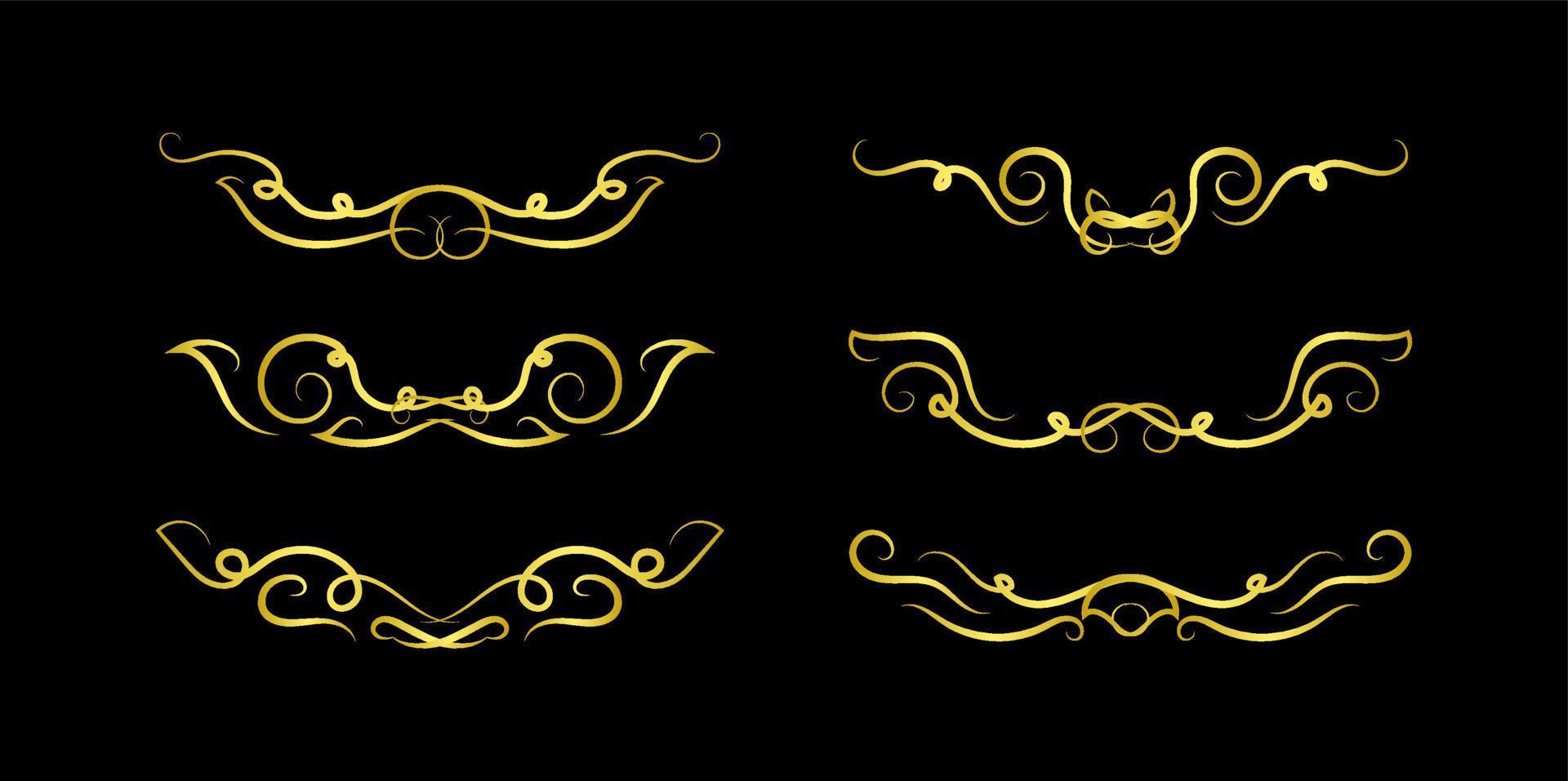 Gold Borders Elements Set Collection, ornament Vector