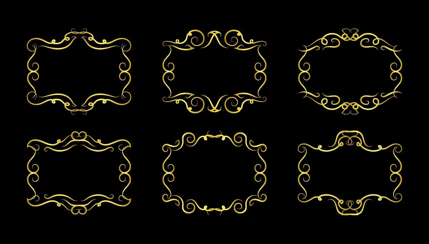 Gold Borders Elements Set Collection, ornament Vector