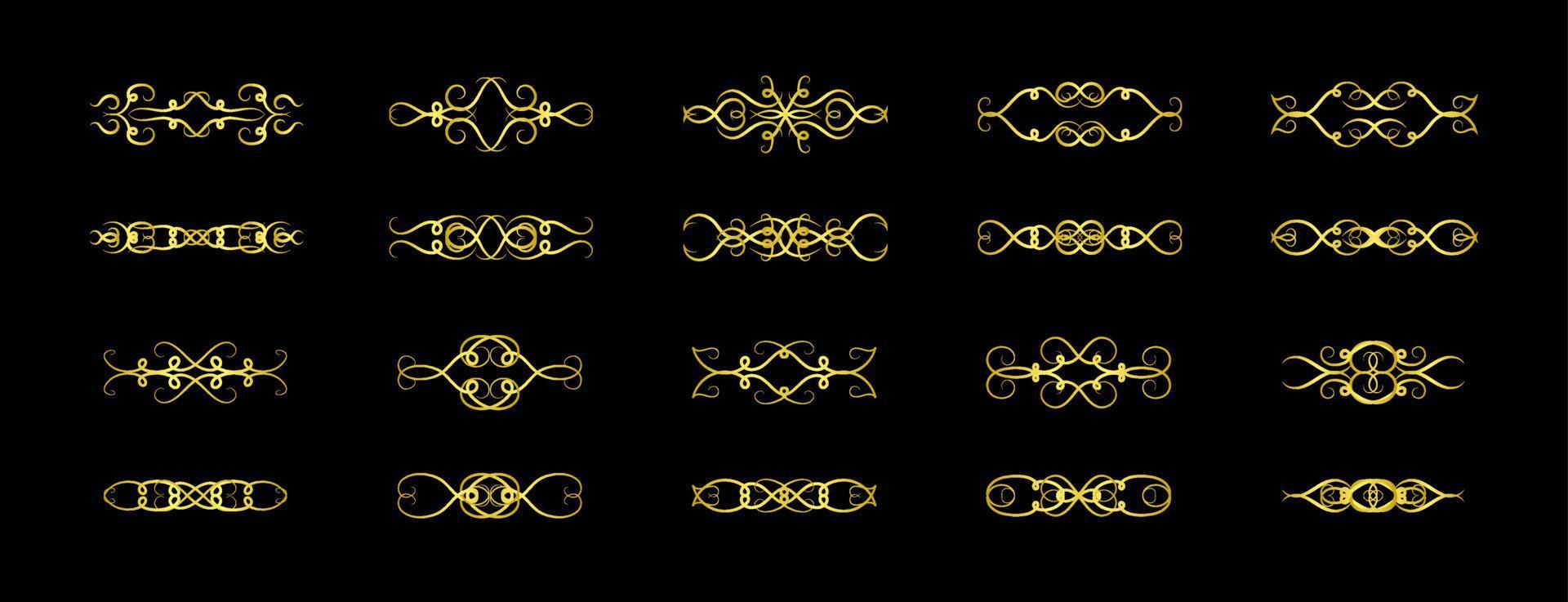 Gold Borders Elements Set Collection, ornament Vector