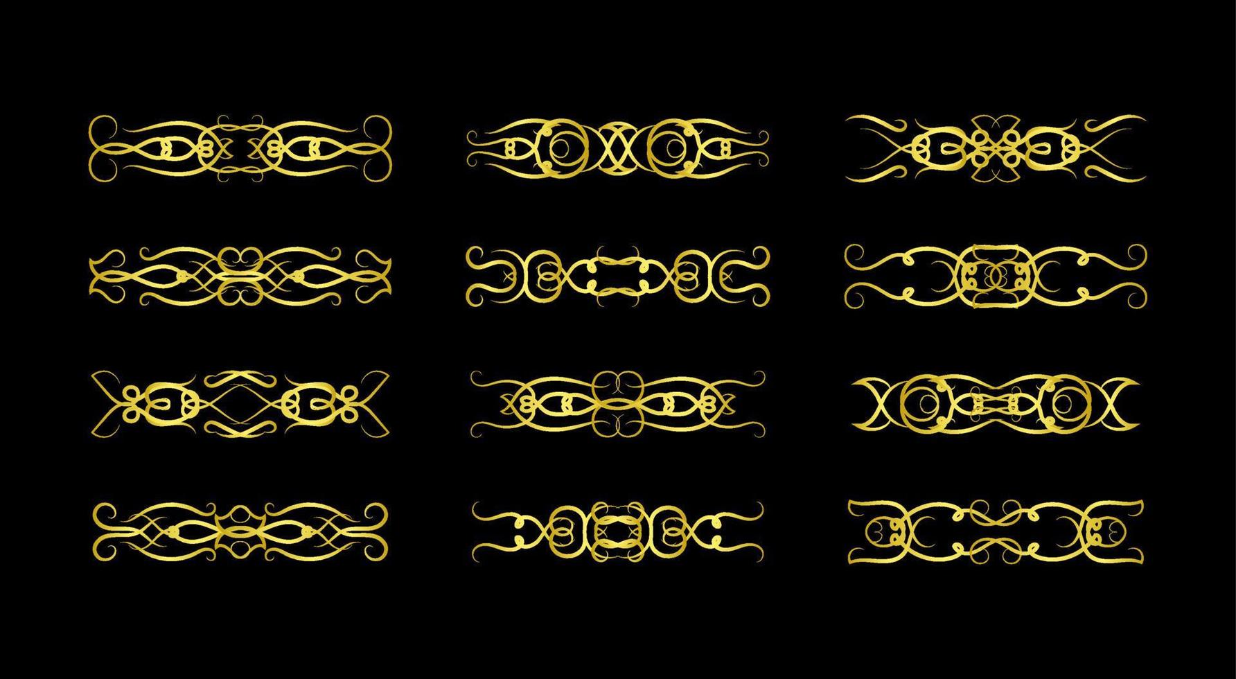 Gold Borders Elements Set Collection, ornament Vector