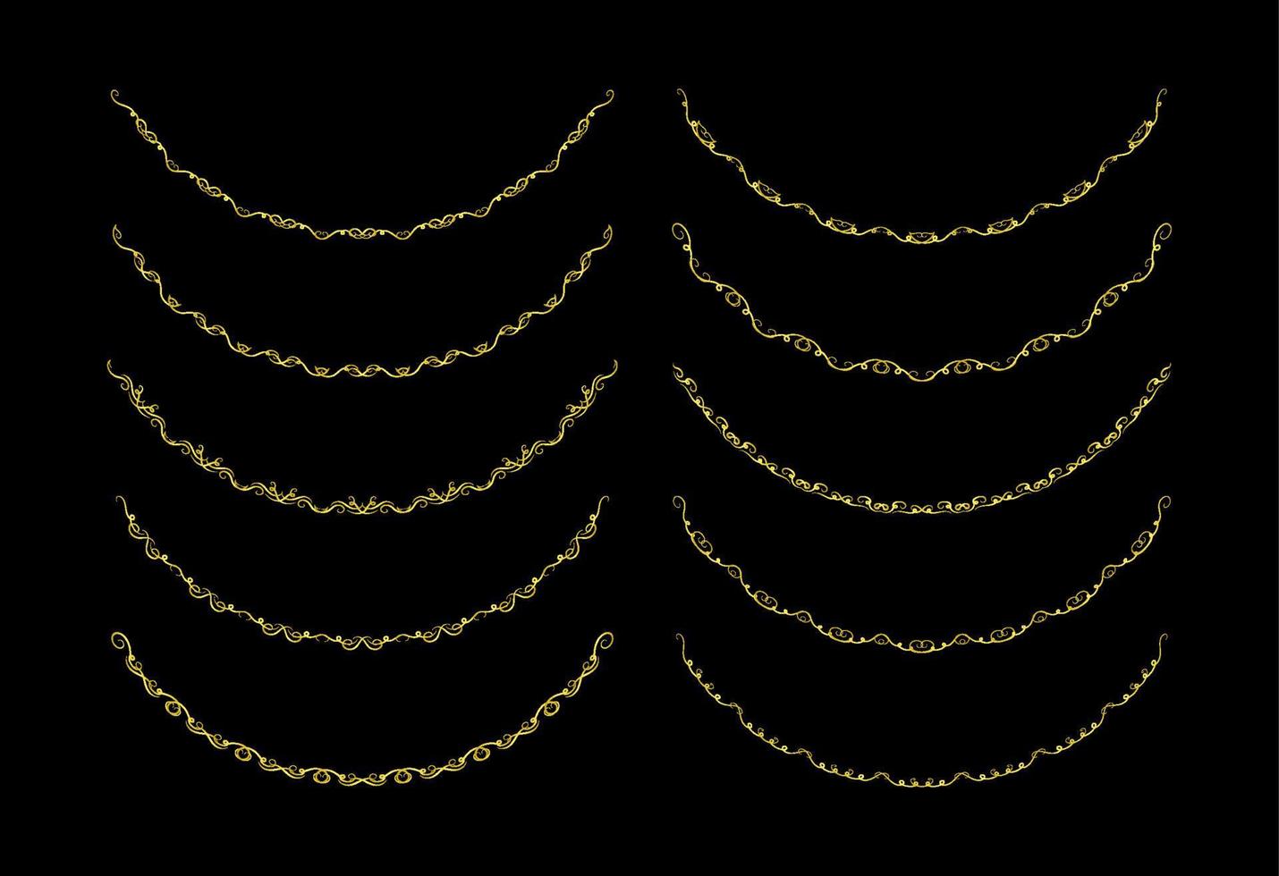 Gold Borders Elements Set Collection, ornament Vector