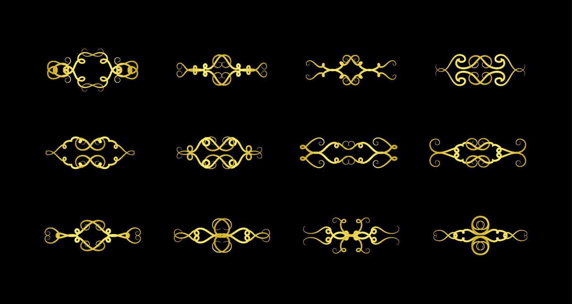Gold Borders Elements Set Collection, ornament Vector