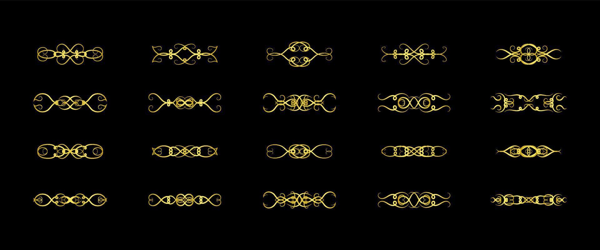 Gold Borders Elements Set Collection, ornament Vector