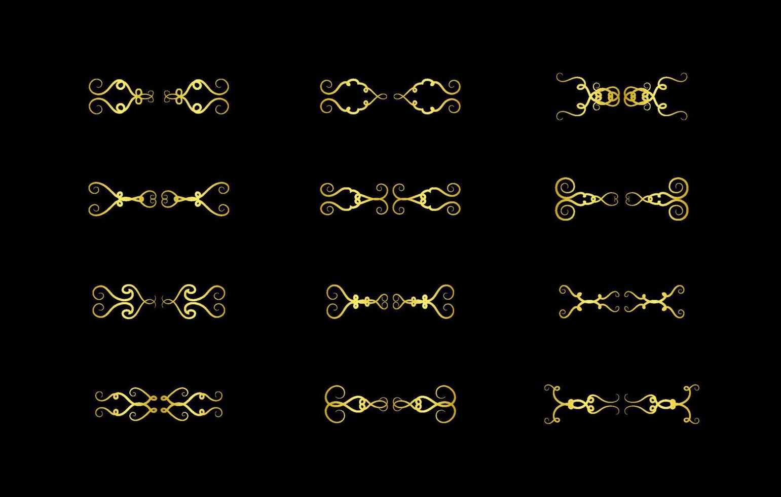 Gold Borders Elements Set Collection, ornament Vector