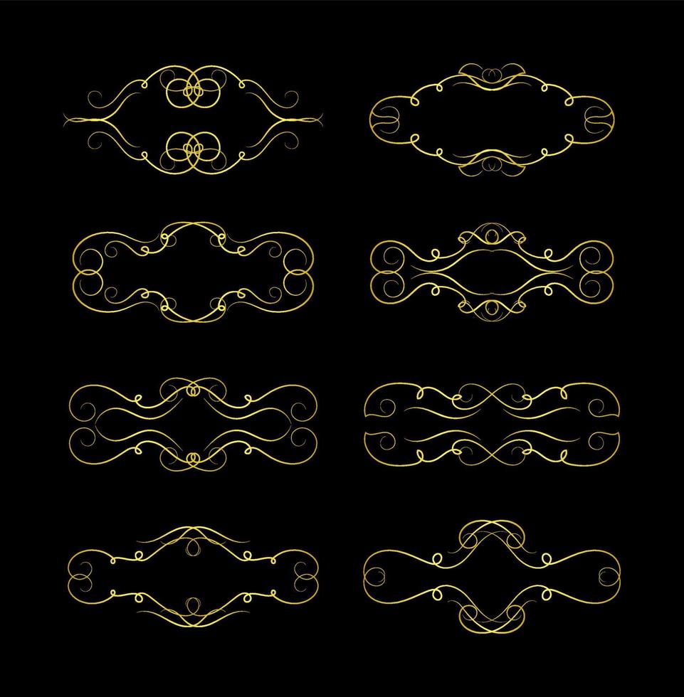 Gold Borders Elements Set Collection, ornament Vector