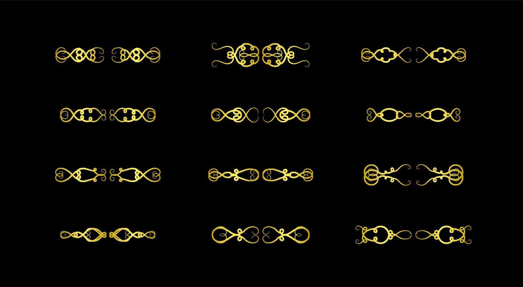 Gold Borders Elements Set Collection, ornament Vector