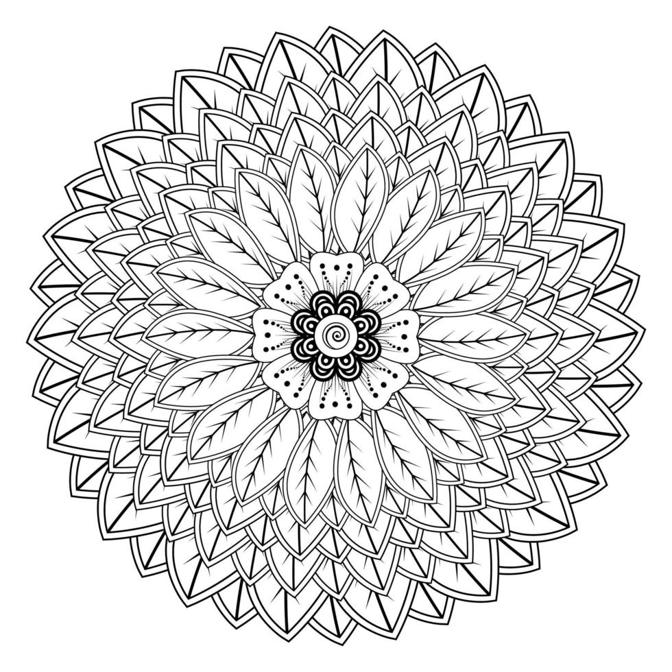 patrón circular en forma de mandala para henna, mehndi, tatuaje, decoración. adorno decorativo en estilo étnico oriental. página de libro para colorear. vector