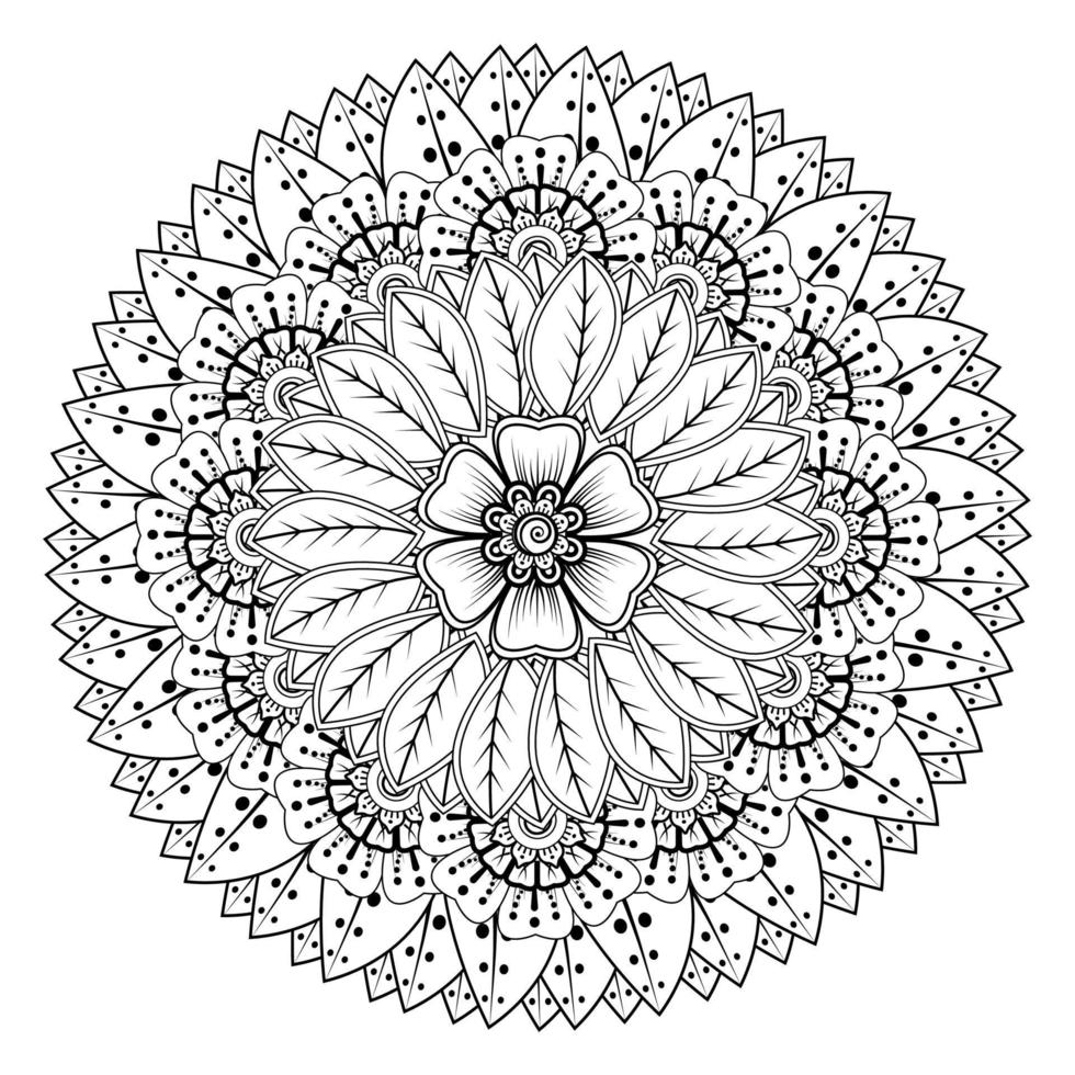 patrón circular en forma de mandala para henna, mehndi, tatuaje, decoración. adorno decorativo en estilo étnico oriental. página de libro para colorear. vector