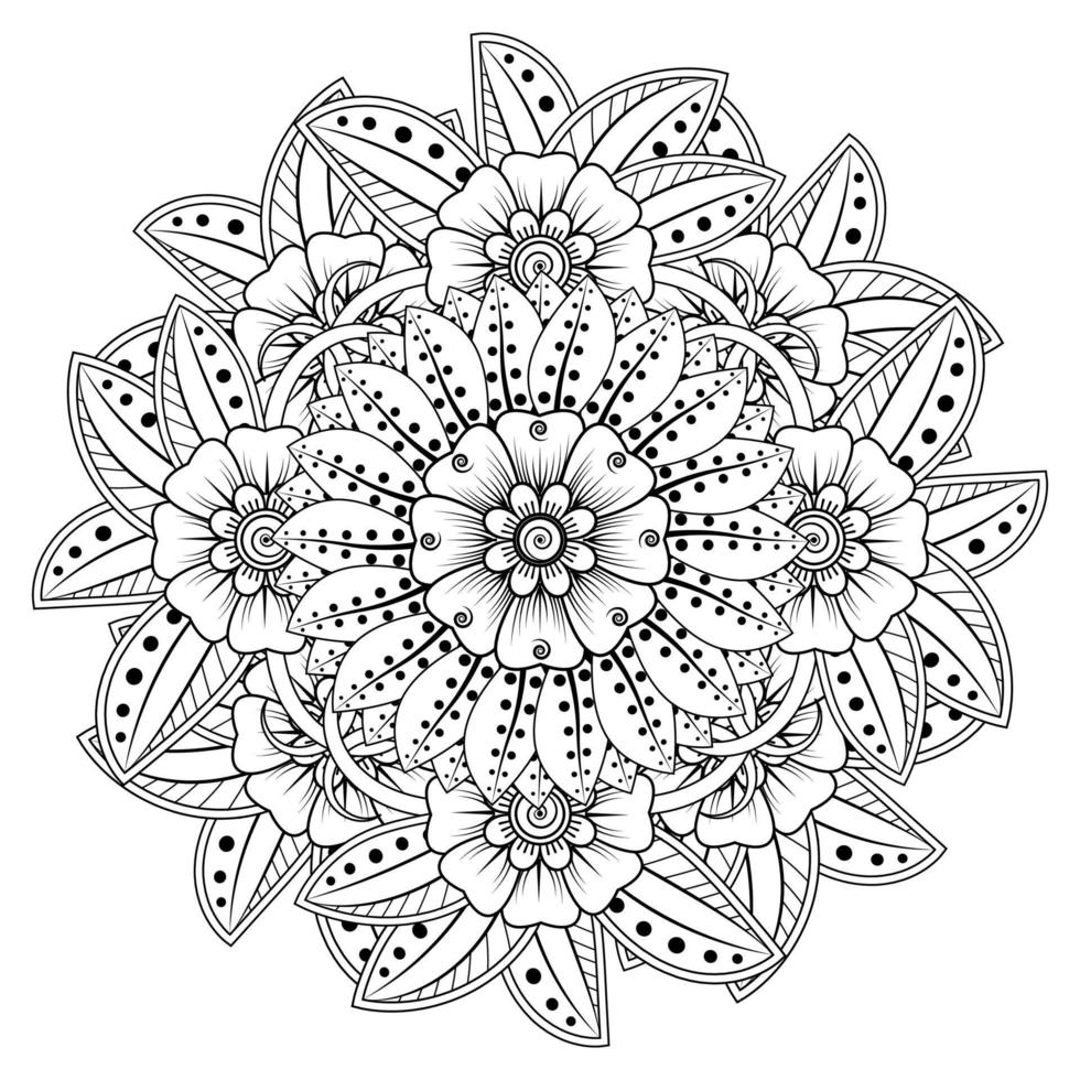 Circular pattern in form of mandala for Henna, Mehndi, tattoo, decoration. Coloring book page. vector