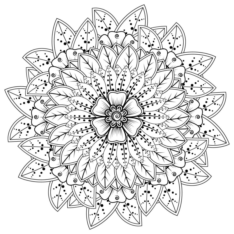 Circular pattern in form of mandala for Henna, Mehndi, tattoo, decoration. Coloring book page. vector