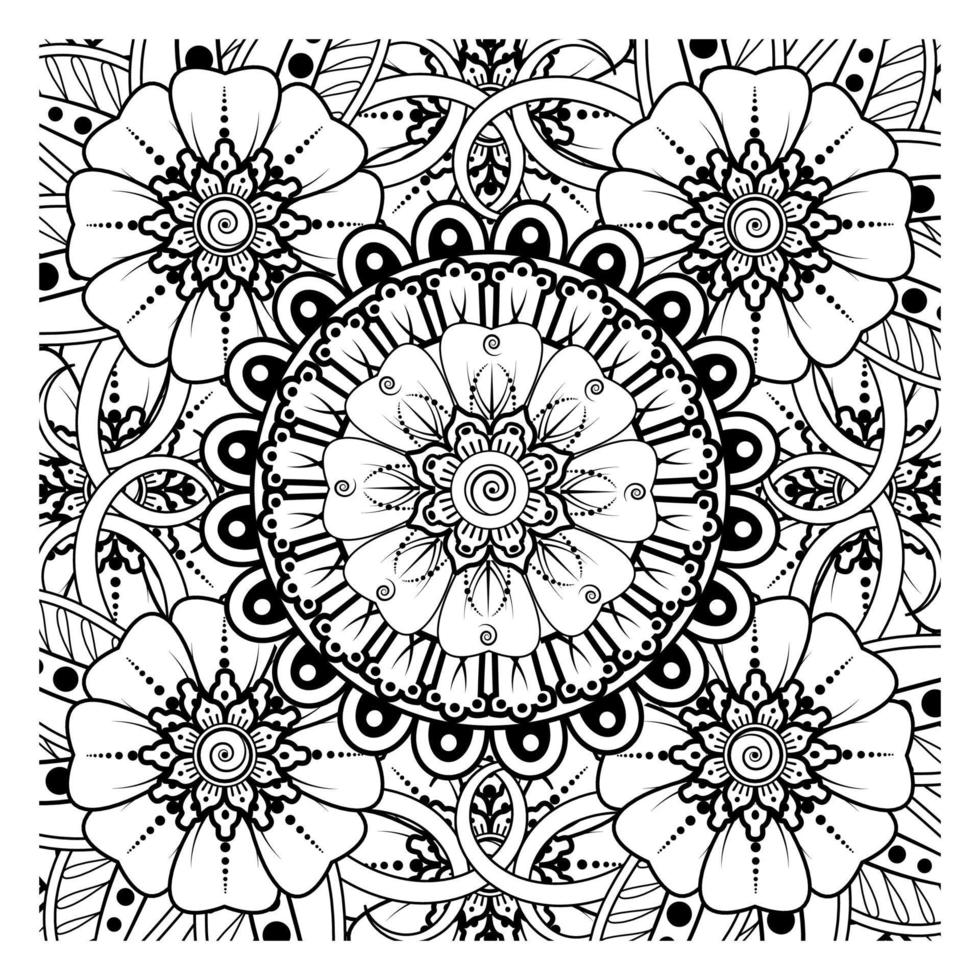 Circular pattern in form of mandala for Henna, Mehndi, tattoo, decoration. Coloring book page. vector