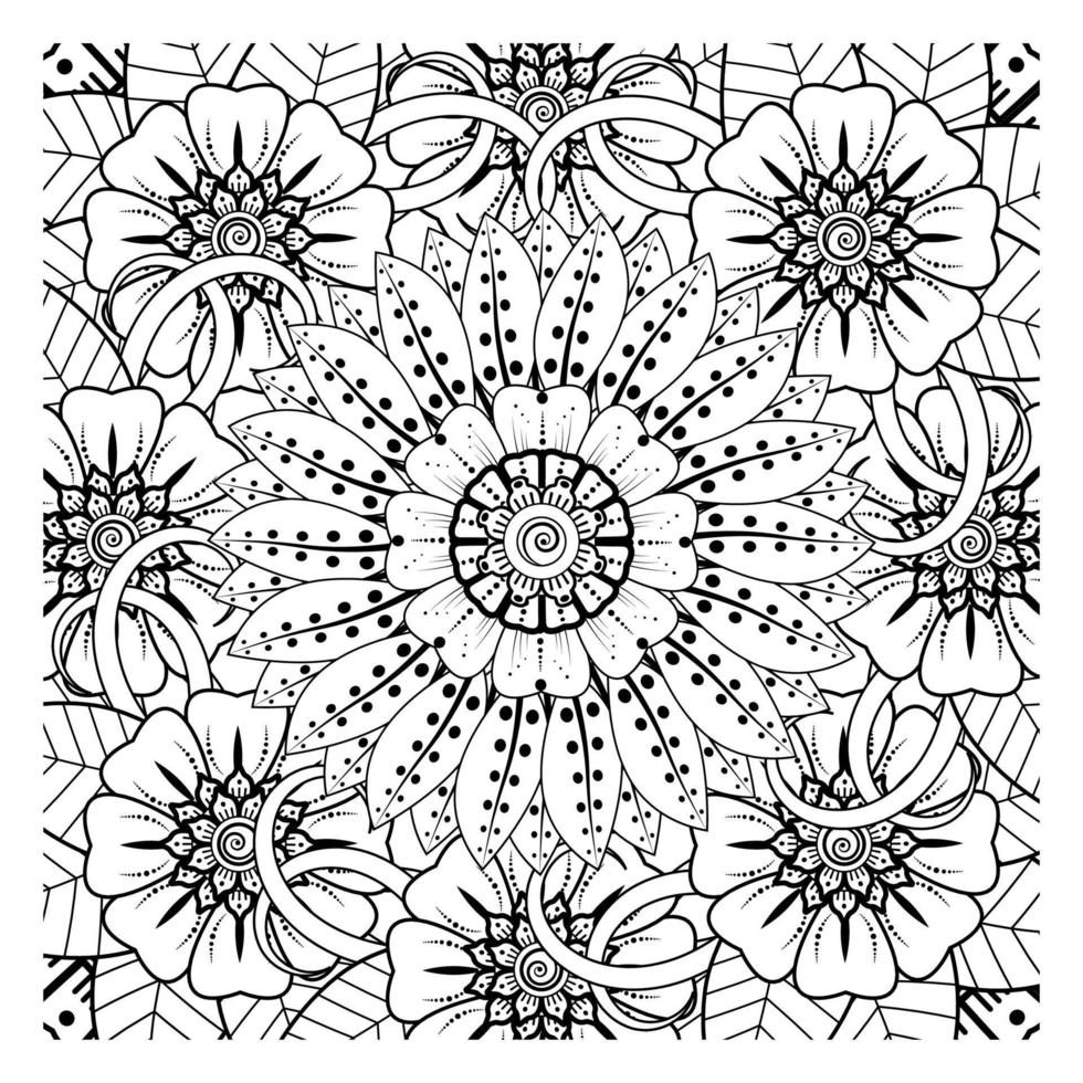 Circular pattern in form of mandala for Henna, Mehndi, tattoo, decoration. Coloring book page. vector