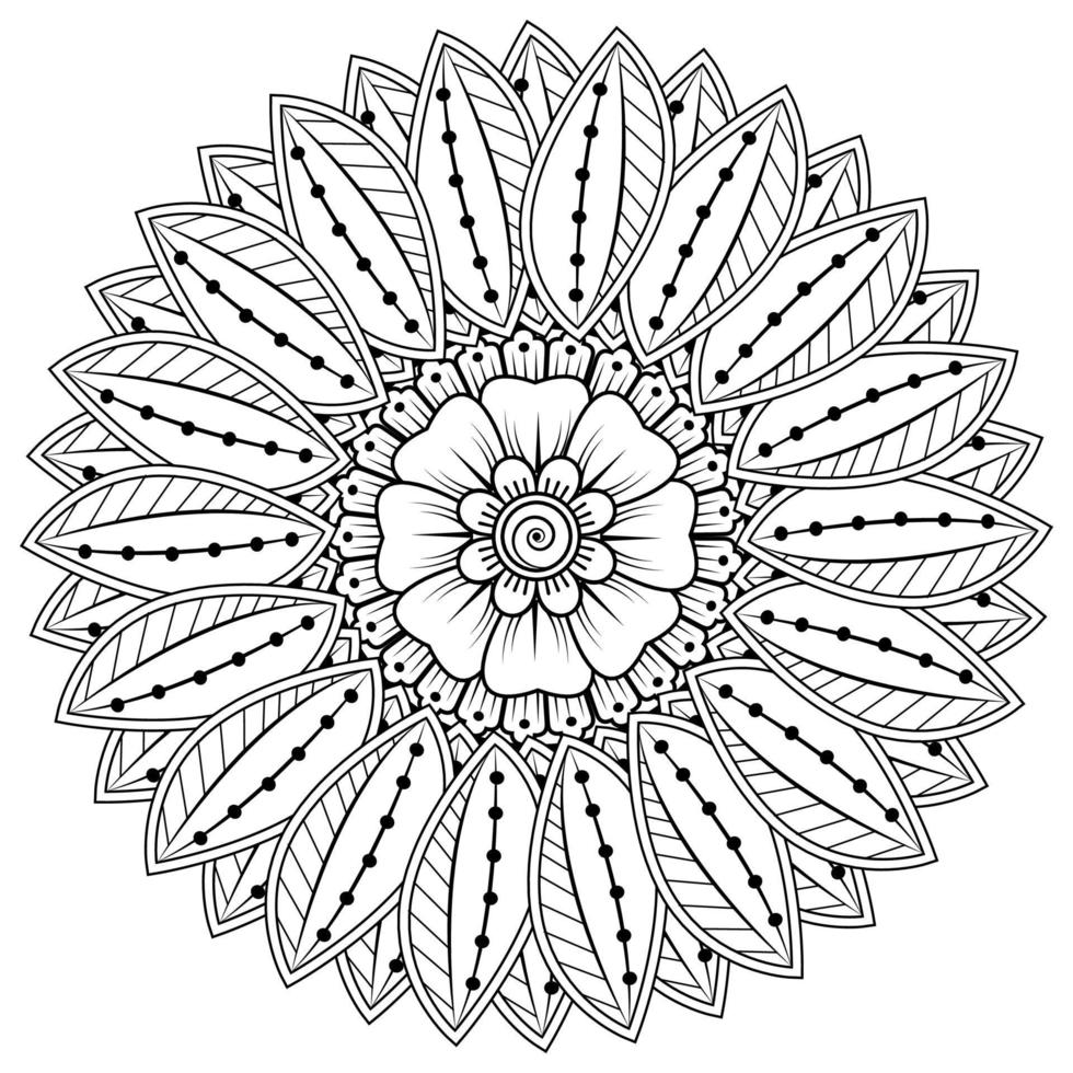 Circular pattern in form of mandala for Henna, Mehndi, tattoo, decoration. Coloring book page. vector