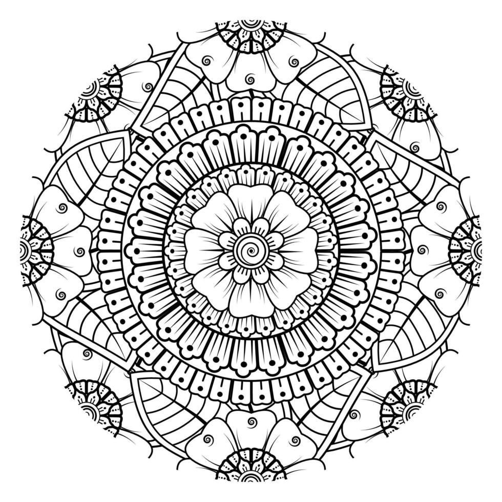 patrón circular en forma de mandala para henna, mehndi, tatuaje, decoración. página del libro para colorear. vector