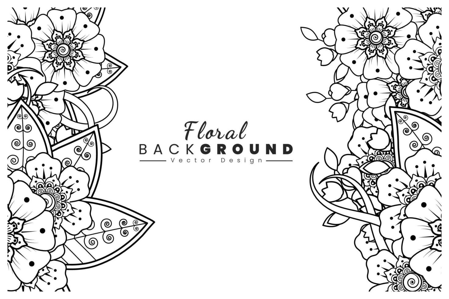 Floral Background with mehndi flower. Decorative ornament in ethnic oriental style. Coloring book. vector