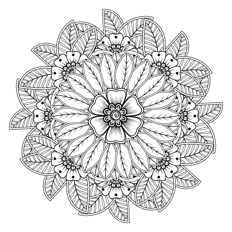 patrón circular en forma de mandala para henna, mehndi, tatuaje, decoración. página del libro para colorear. vector