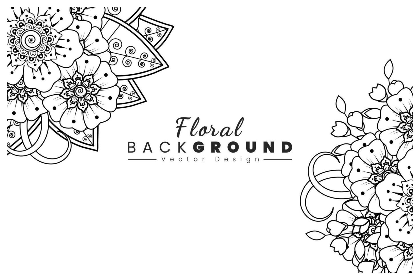 Floral Background with mehndi flower. Decorative ornament in ethnic oriental style. Coloring book. vector