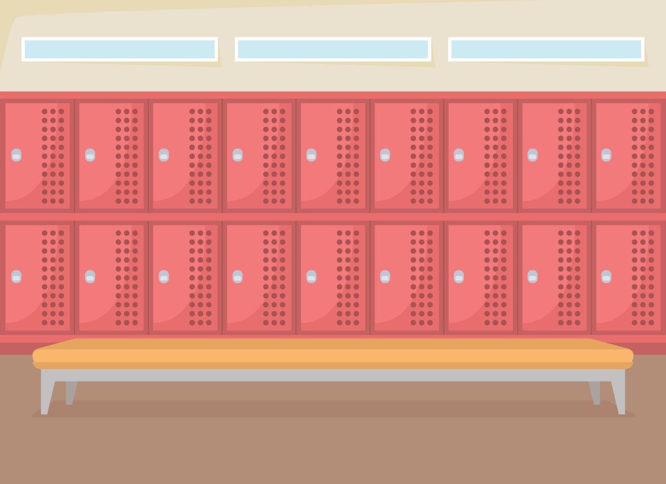 Row of school lockers flat color vector illustration